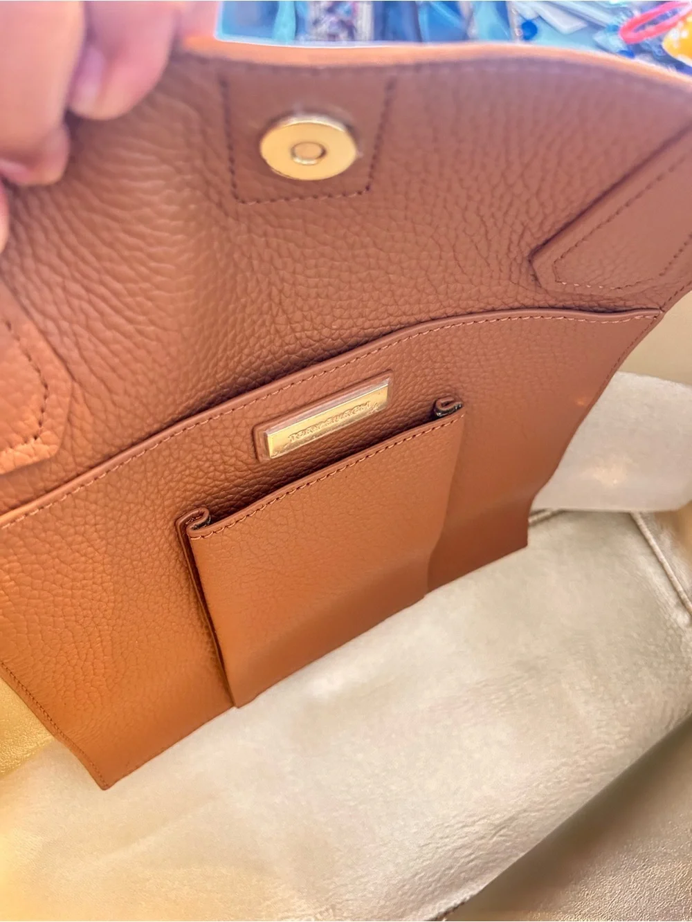 Tory Burch Orange Pebbled Leather Shoulder Bag with Gold Logo